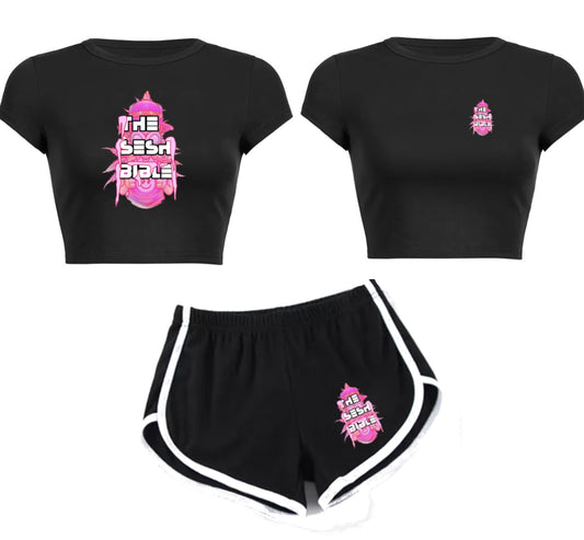 Black Crop T-Shirt Set