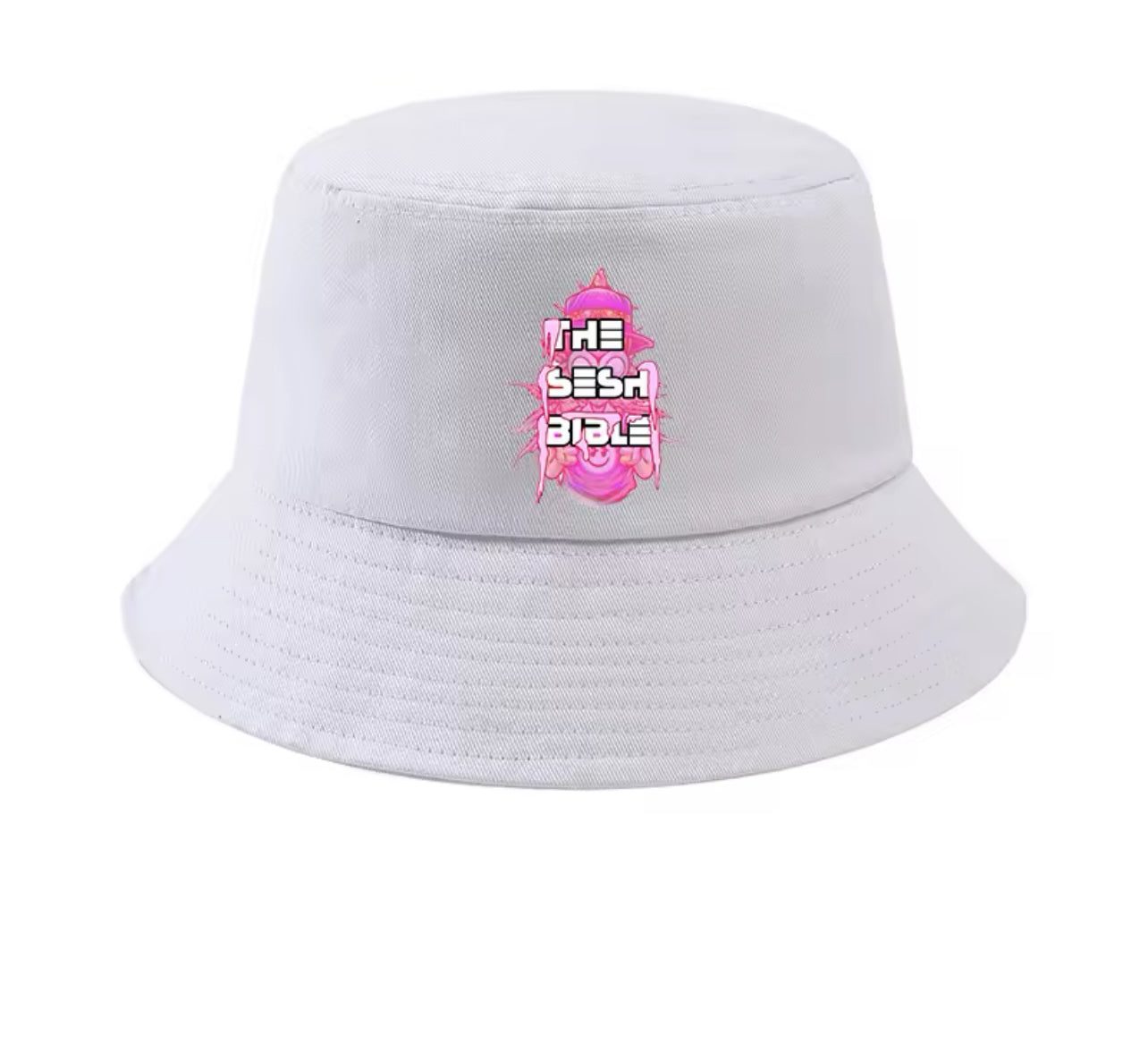 White Bucket Hat  W/ Pink TSB